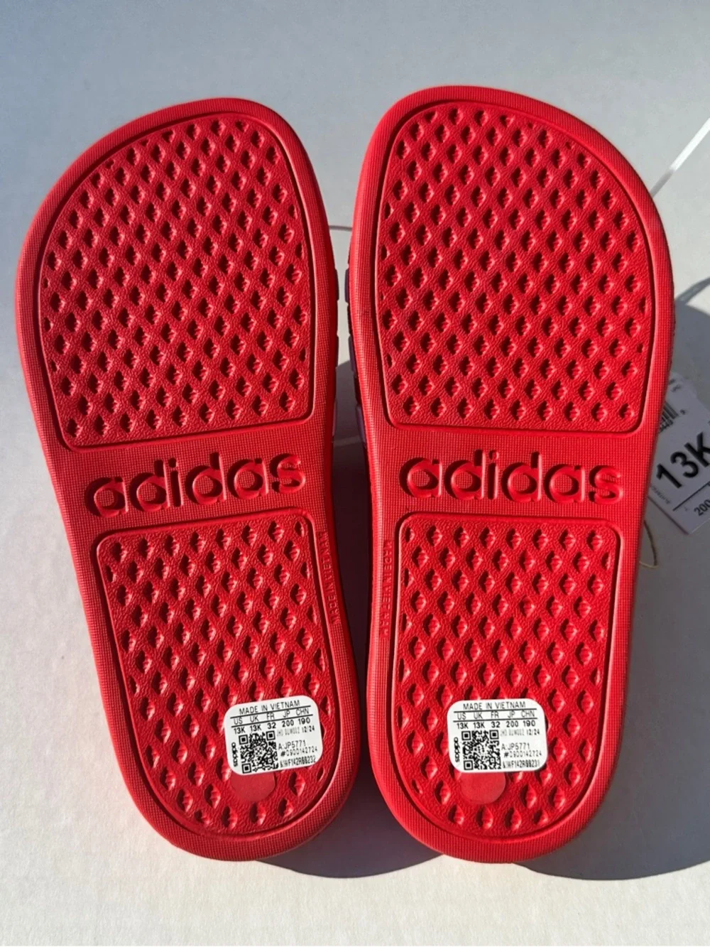 Adidas Adilette Unisex Red Slide Sandal Flip Flop - Youth Kids 13C / 13K